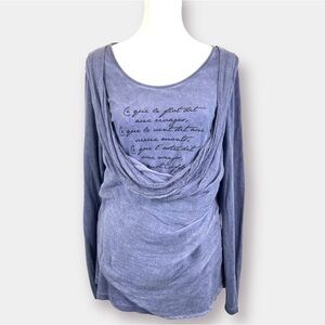 NEW Soft Surroundings Purple Inspirational Long Sleeve Shirt Gauze Size…